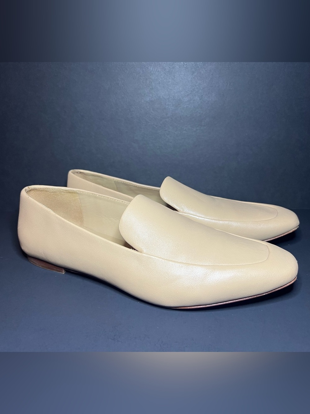 Vince Vero Cuoio Women's Beige Tan Leather Slip On Flats Loafers 8.5M